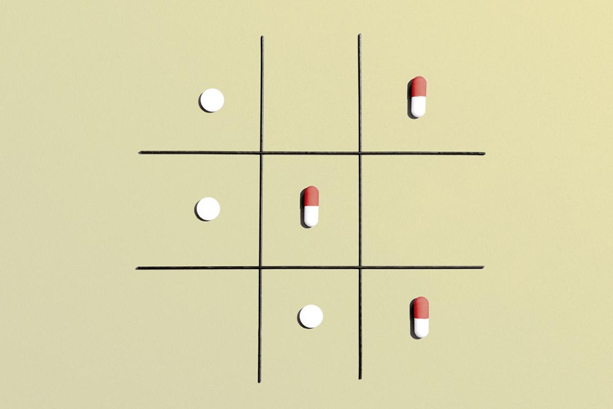 Three in a row game with medical pills